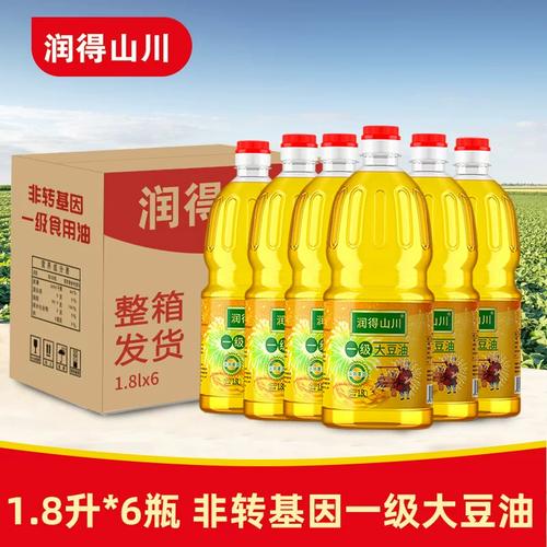 源头工厂直供，非转基因一级大豆油1.8Lx6瓶，炒菜色拉油优选